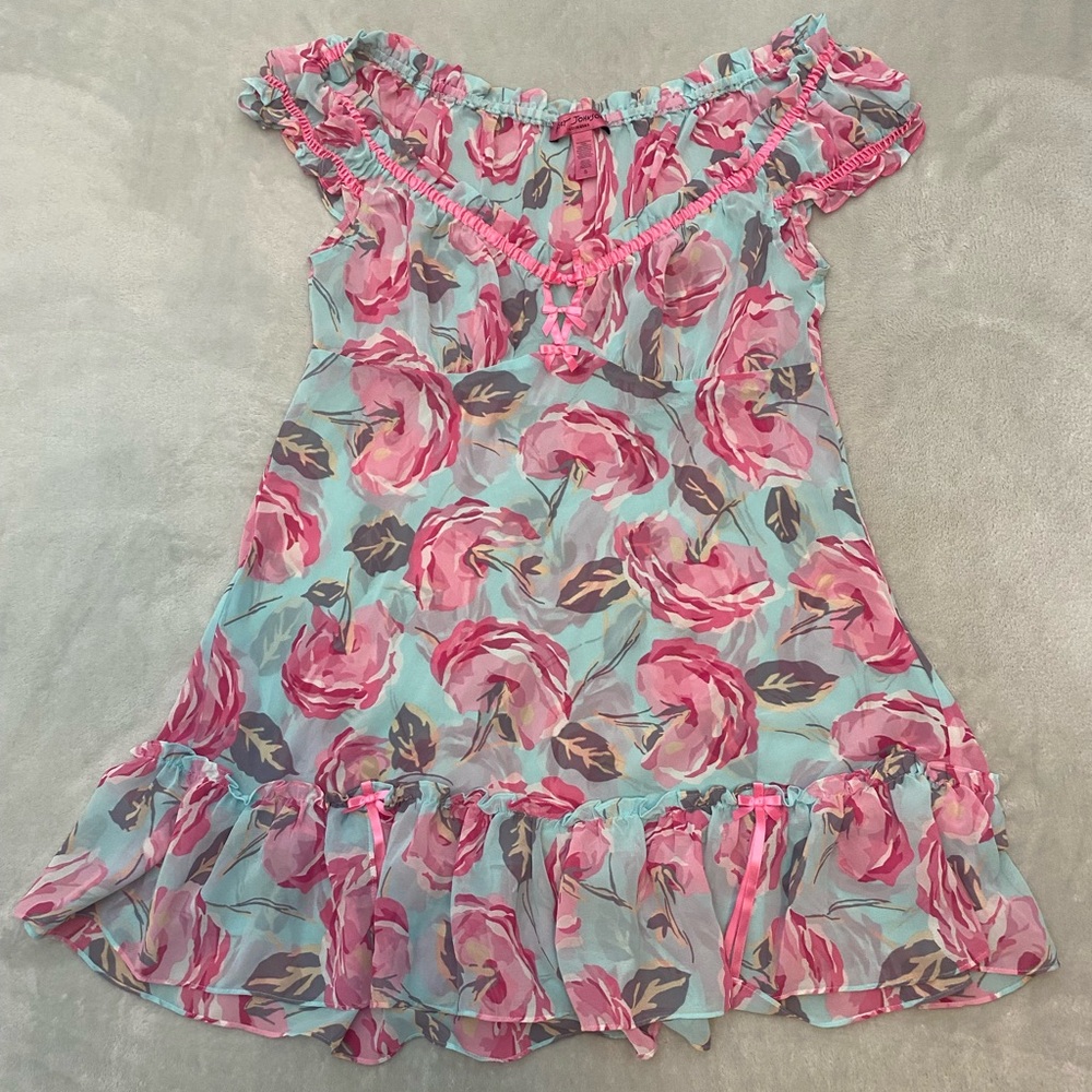Vintage Betsey Johnson Intimates sheer dress Y2K Fairy Coquette Babydoll